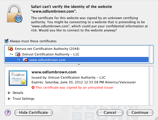 safaricertinstall